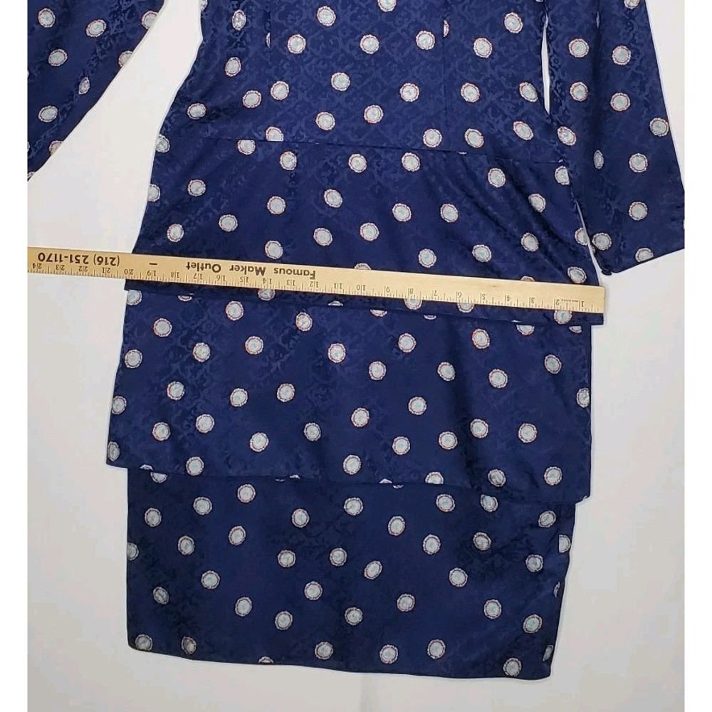 Maggie London Vtg Silk Dress 8 Satin Old Money Print Tiered Modest Derby Church - Picture 8 of 11